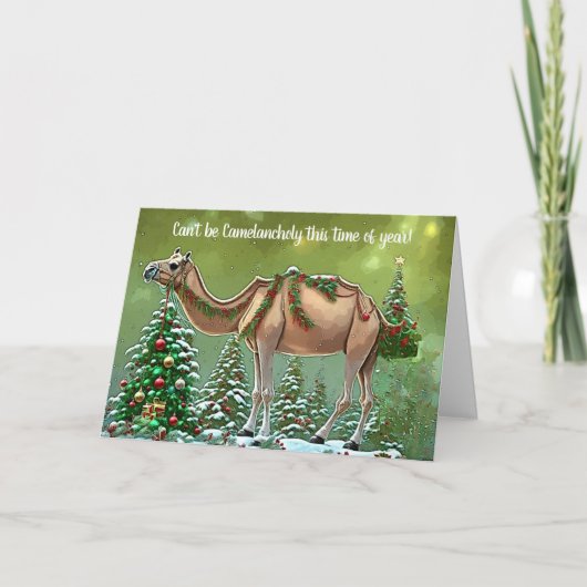 Camel Schattige Kerstmis Vakantie Pun Kaart (Voorkant)