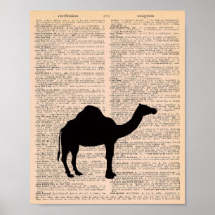 Camel Silhouette Dictionary Nursery Art Poster