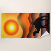 Camel Silhouette in Desert Sunset Beach Towel Strandlaken (Voorkant)