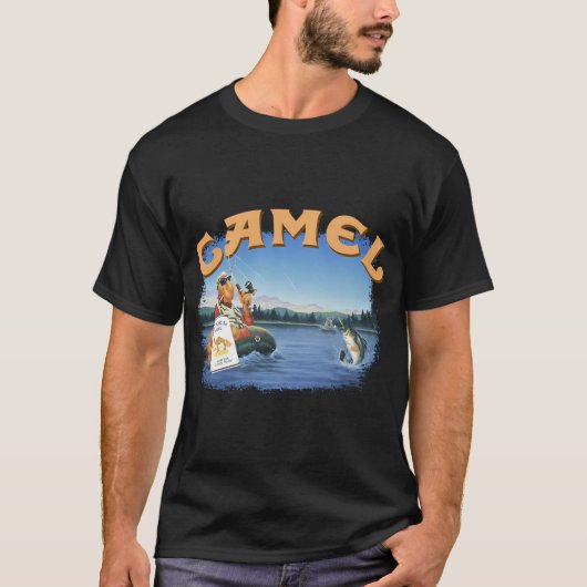 Camel Smoking Joe Fly Fishing T-shirt (Voorkant)