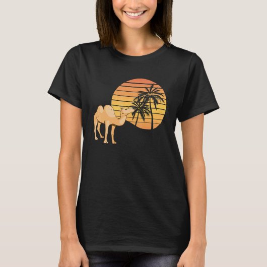 Camel Sunset Palm Tree Arabian Camel Animal Camel T-shirt (Voorkant)
