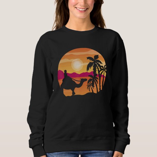 Camel Sunset Palm Tree Traveler Arabian Camel Ani Trui (Voorkant)