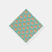 Camel Tan, Blauwgroen, wit Marokkaans Quatrefoil # Servet (Hoek)