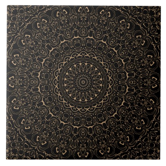 Camel Tan Mandala met elegante symmetrie Tegeltje (Voorkant)