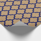 Camel Tan Navy XL Moroccan Quatrefoil #4 Cadeaupapier (Hoek)