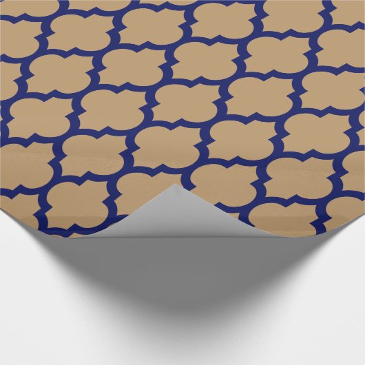 Camel Tan Navy XL Moroccan Quatrefoil #4 Cadeaupapier (Hoek)