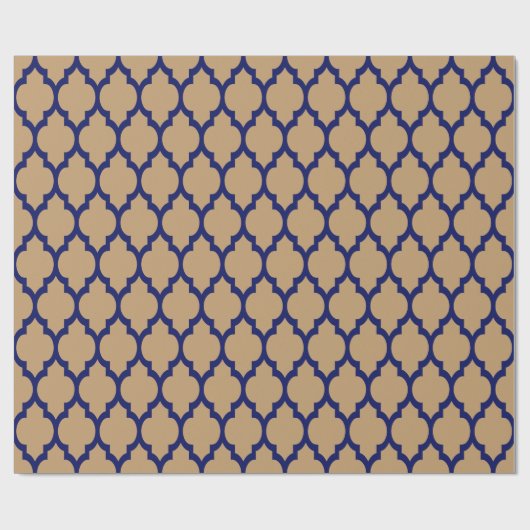 Camel Tan Navy XL Moroccan Quatrefoil #4 Cadeaupapier (Vlak)