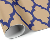 Camel Tan Navy XL Moroccan Quatrefoil #4 Cadeaupapier (Rol Hoek)
