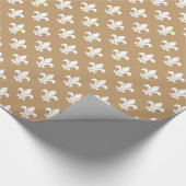 Camel Tan White Fleur de Lis Pattern Cadeaupapier (Hoek)