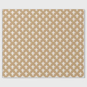 Camel Tan White Fleur de Lis Pattern Cadeaupapier (Vlak)