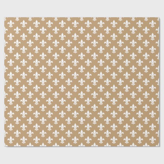 Camel Tan White Fleur de Lis Pattern Cadeaupapier (Vlak)
