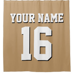 Camel Tan White Sports Jersey Team Douchegordijn