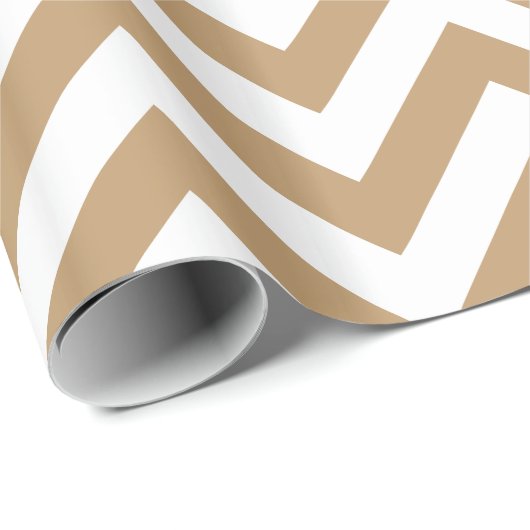 Camel Tan White XL Chevron ZigZag Pattern Cadeaupapier (Rol Hoek)