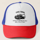 Camel Towing Funny Humor Snapback Retro Trucker Pet (Voorkant)