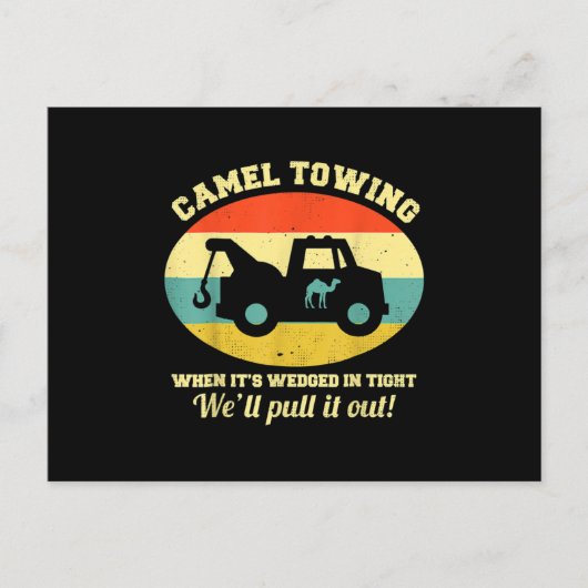 Camel Towing Retro Adult Humor Saying Funny Hallow Aankondigingskaart (Voorkant)