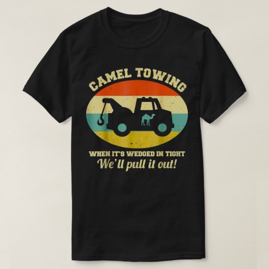 Camel Towing Retro Distress Style Adult Humor SA T-shirt (Design voorkant)