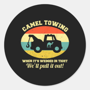 Camel Towing Retro Volwassen Humor Gezegde Fun Hal Ronde Sticker
