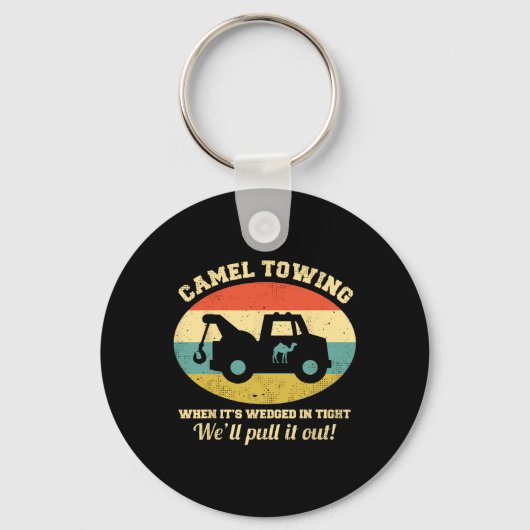 Camel Towing Retro Volwassen Humor Gezegde Fun Hal Sleutelhanger (Voorkant)