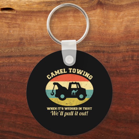 Camel Towing Retro Volwassen Humor Gezegde Fun Hal Sleutelhanger (Voorkant)
