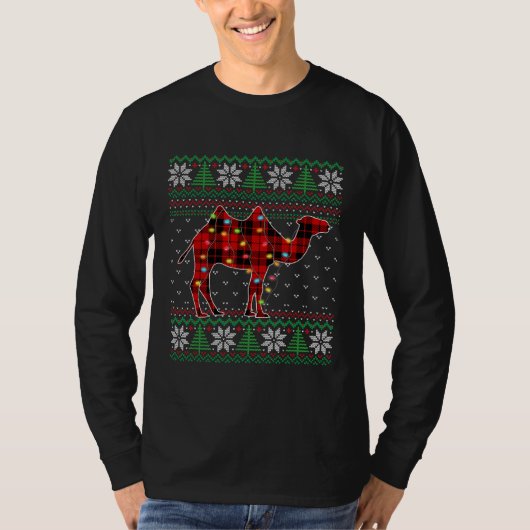 Camel Ugly Sweater KerstAnimals Lights Xmas T-shirt (Voorkant)