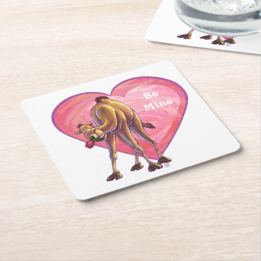 Camel Valentijnsdag Kartonnen Onderzetters (Schuin)