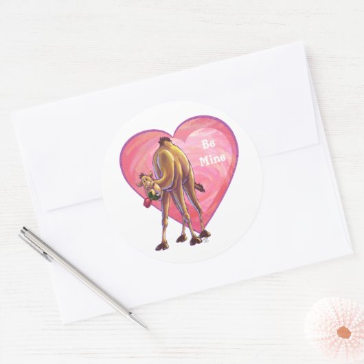 Camel Valentijnsdag Ronde Sticker (Envelop)