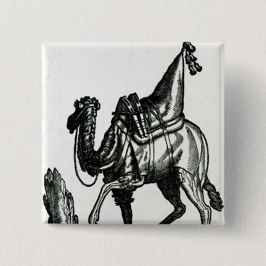 Camel Vierkante Button 5,1 Cm (Voorkant)