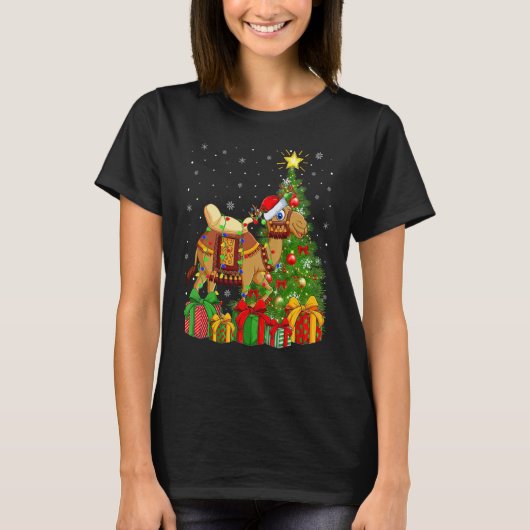 Camel Xmas Holiday Santa Camel Christmas Tree T-shirt (Voorkant)