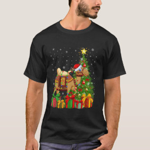 Camel Xmas Tree Lighting Santa Hat Camel Christmas T-shirt