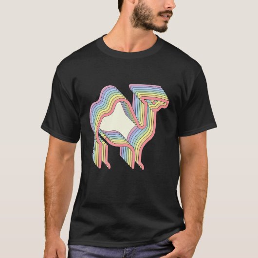 Camel Yikes Aesthetische regenboog Dierenpasteelad T-shirt (Voorkant)