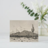 Camelback Mountain Saguaro Cactus Black & White Briefkaart (Staand voorkant)