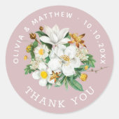 camelia. Bleek roze bruiloft dank u Ronde Sticker (Voorkant)