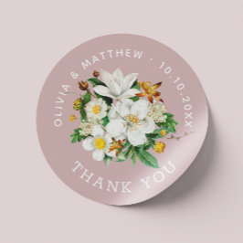 camelia. Bleek roze bruiloft dank u Ronde Sticker