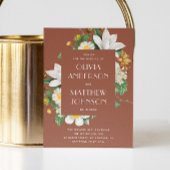 camelia. Bloemen terracotta bruiloft QR Kaart