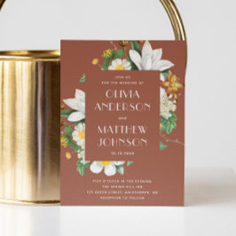 camelia. Bloemen terracotta bruiloft QR Kaart