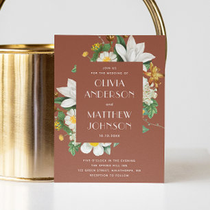  camelia. Bloemen terracotta bruiloft QR Kaart