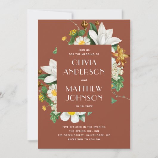  camelia. Bloemen terracotta bruiloft QR Kaart (Voorkant)