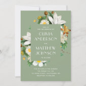  camelia. Bloemensalie groene bruiloft QR Kaart (Voorkant)