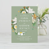  camelia. Bloemensalie groene bruiloft QR Kaart (Staand voorkant)