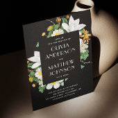 camelia. Bloom bloemenzwart bruiloft QR Kaart