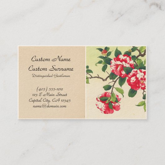 Camelia Nishimura Hodo ukiyo-e bloemen kunst Visitekaartje (Voorkant)