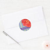 Camelia & Strepen met Lint: Roze Ronde Sticker (Envelop)