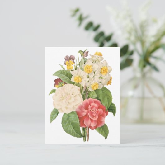 Camelias en Daffodils door Redoute Invitation (Staand voorkant)