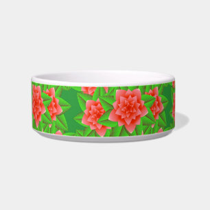 Camelia's in koraaloranje en groene bladeren voerbakje