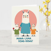Camelid Family Mothers Day Card Kaart (Gele Bloem)