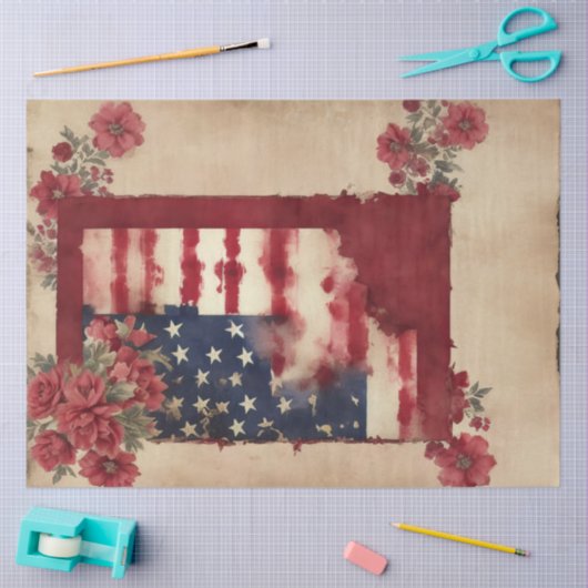 Camellia 4 juli Amerikaanse vlag Tissuepapier (Craft)