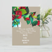 Camellia bloem kunst huwelijksjubileum feest kaart (Staand voorkant)