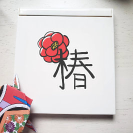 Camellia Bloem met Kanji Custom Kleur Sticker