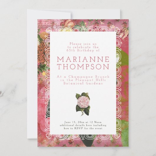 Camellia Bloemen 65e Verjaardagsbrunch Kaart (Achterkant)