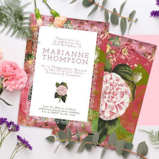 Camellia Bloemen 65e Verjaardagsbrunch Kaart